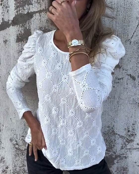 Blus Med Puffärmar Och Cutout-Detaljer
