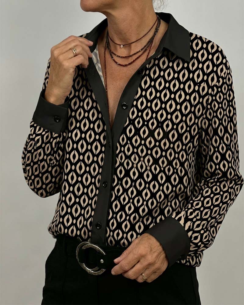 Skjorta Geometrisk Färgblockerad Lappverk