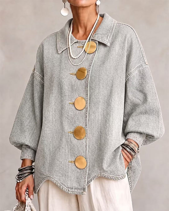 Kappa Stor Metallknapp Tvättad Denim