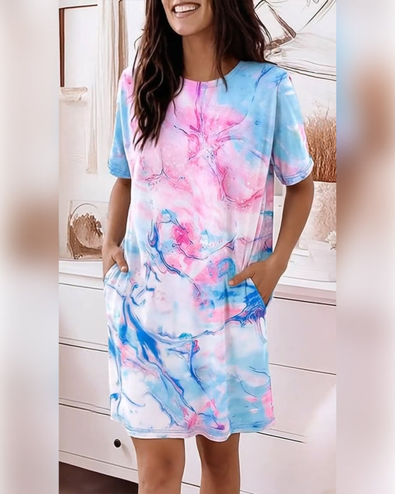 Klänningar Tie-Dye Vätska Tryck Lös