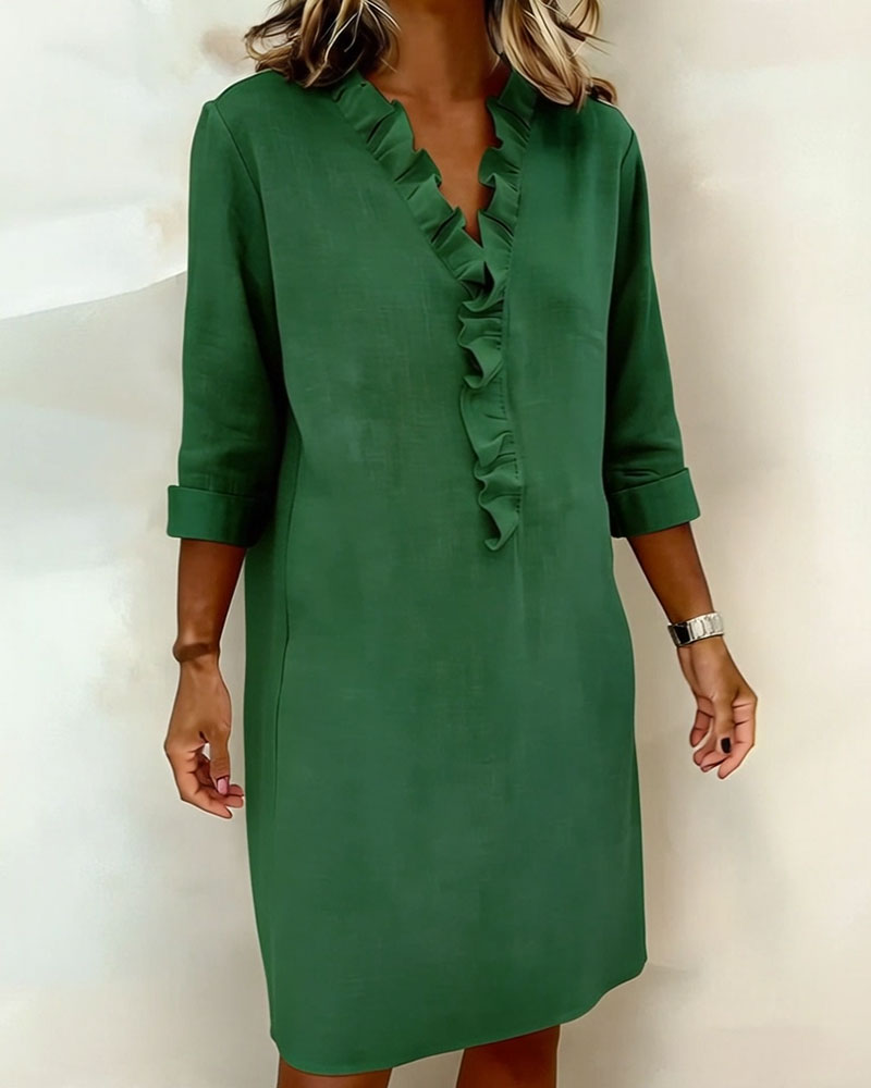 Klänning Ryschad V-Ringning Enfärgad