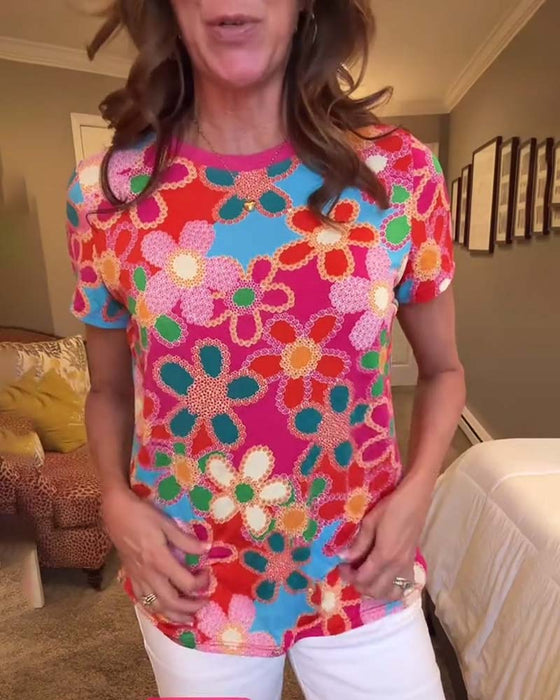 T-Shirt Slim Fit Kortärmad Tryckt