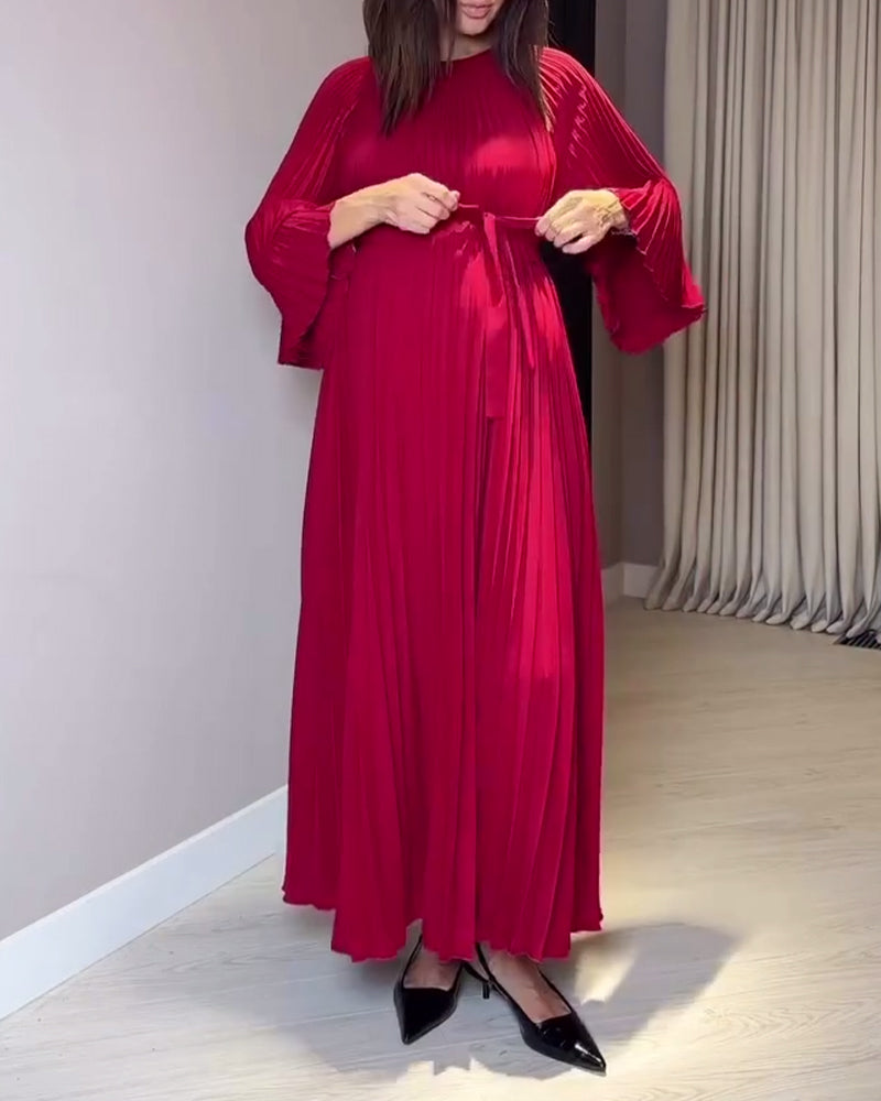 Klänning Modern Rund Halsringning Veckad