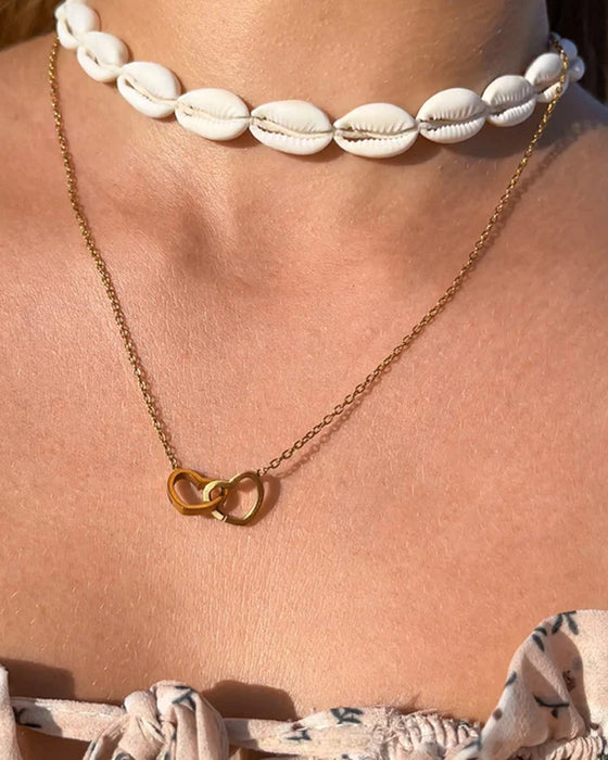 Ball Ros Box - Med Graverad Dubbel Hjärta Halsband