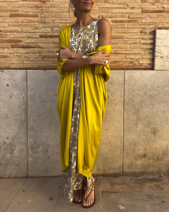 Vintage tryck elegant tvådelad kostym