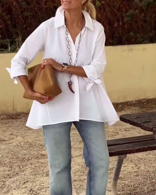 Långärmad Casualskjorta Med Kavajslag