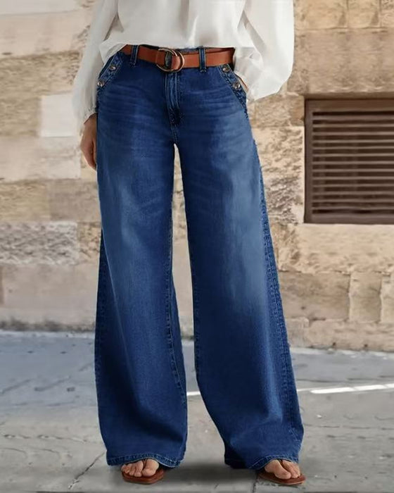 Jeans Multi-Knapp Tvättad Lös