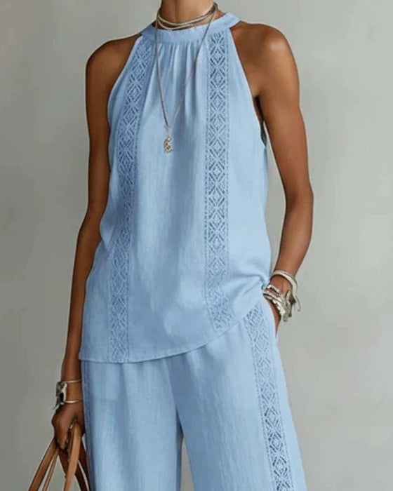 Tvådelad Set Hollow Out Halter