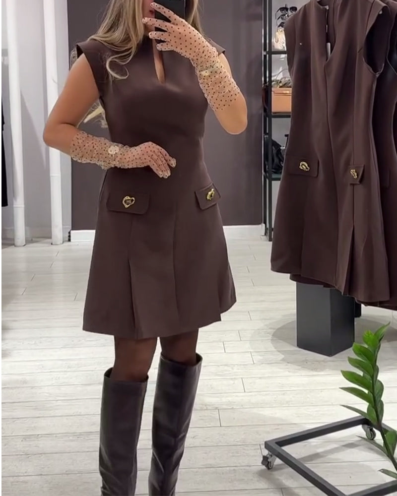 Klänning V-ringning Elegant Ärmlös