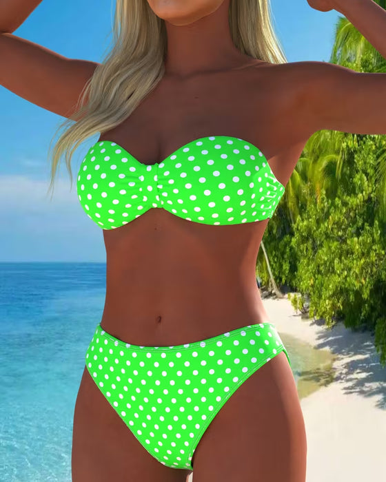 Bikini Bandeau Polkaprickig Tryck