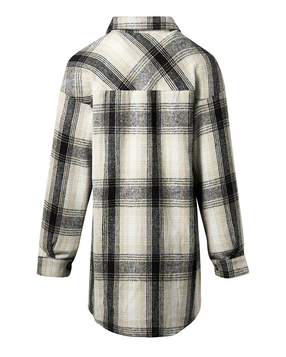 Avslappnad fickskjorta med rutigt tryck