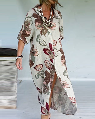 Klänning Stilfull Slagkrage Tryckt