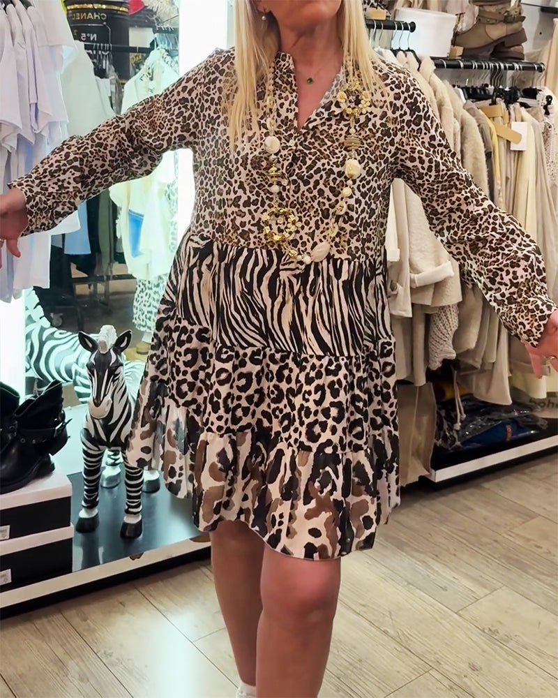 Klänning Zebra Och Leopard Tryck Patchwork Tårta