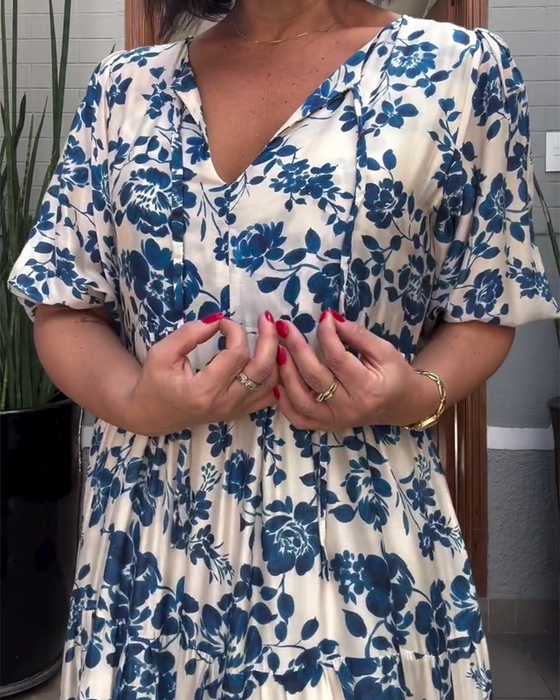 Klänning Kortärmad Blommig Tryck