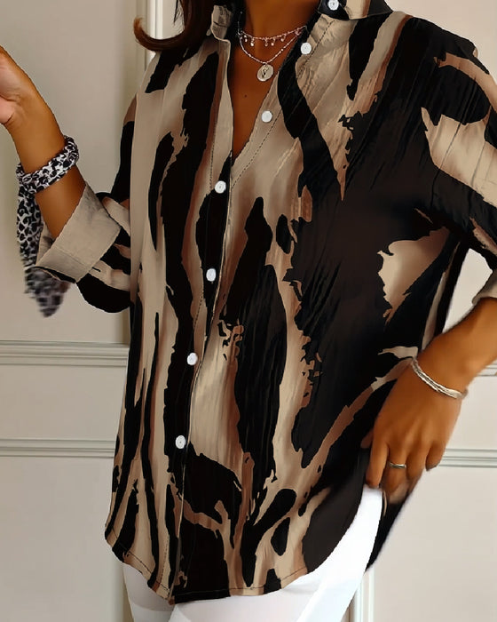 Blus Ståkrage Oregelbundet Tryckt