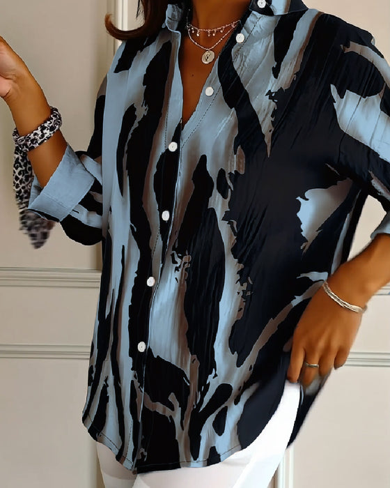 Blus Ståkrage Oregelbundet Tryckt