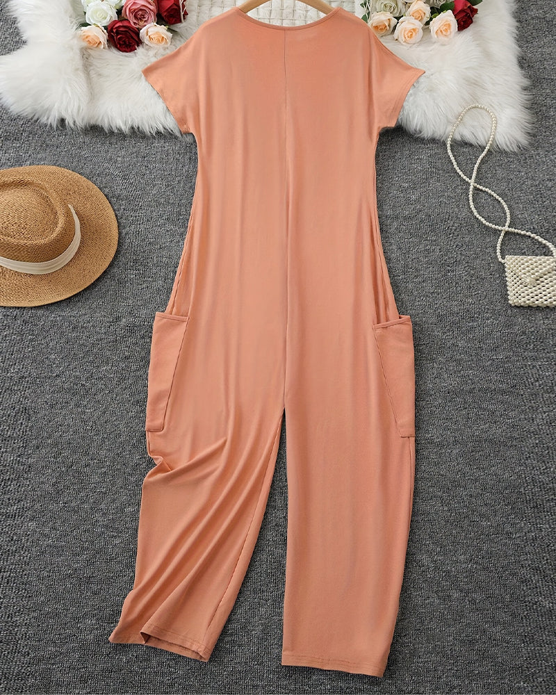 Hoppdräkt V-ringning Kortärmad Vida Ben