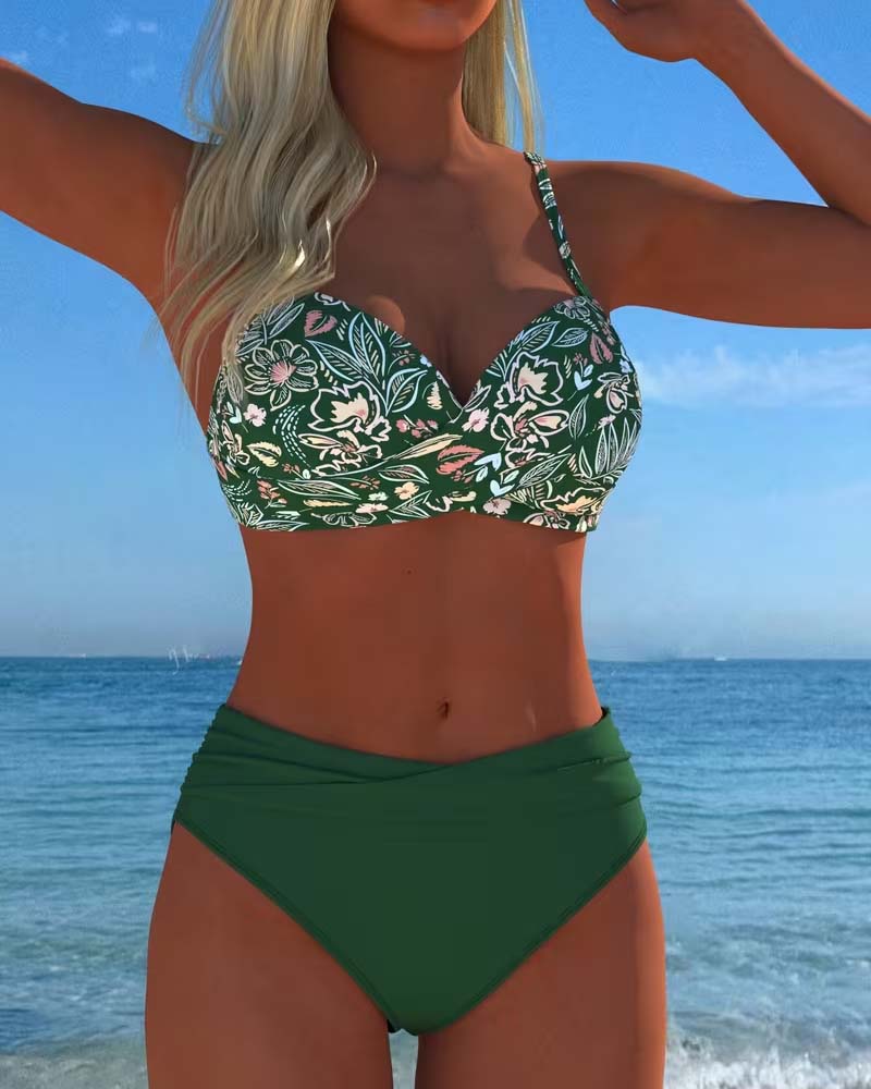 Bikini Kors Blommigt Tryck