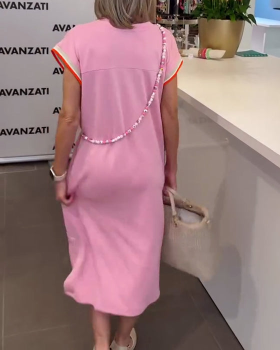 Klänning Lotusskärmar V-Ringning Avslappnad Slits