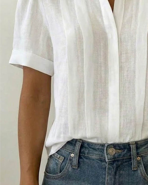 Skjorta Vertikal Veckad Krage