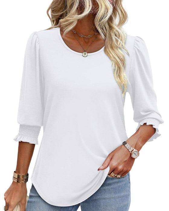 Blus Puffärm Tryckt