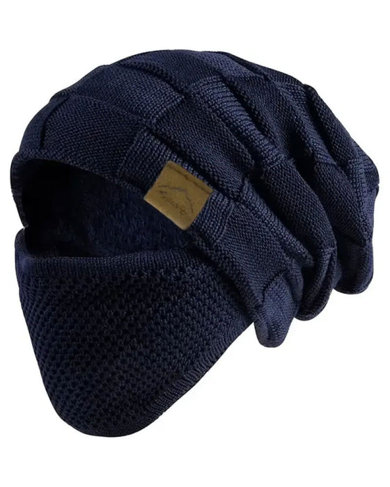 Stickad Mössa Mask Set Vinter Mössa Ansikte Öra Skydd