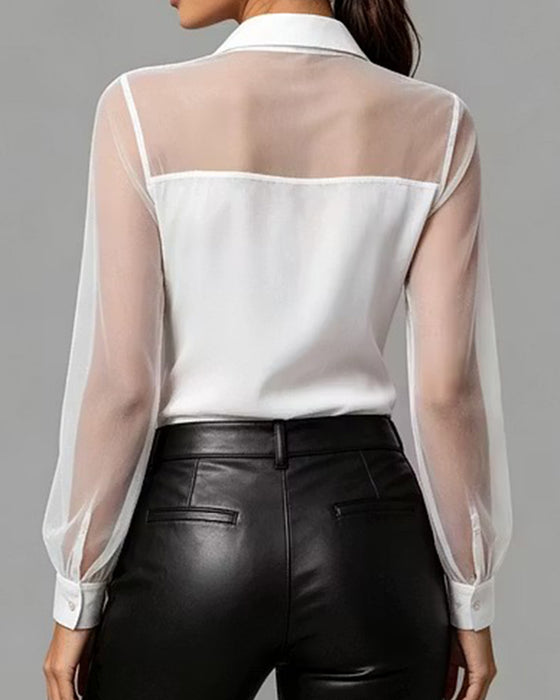 Skjorta Knapp Casual Solid