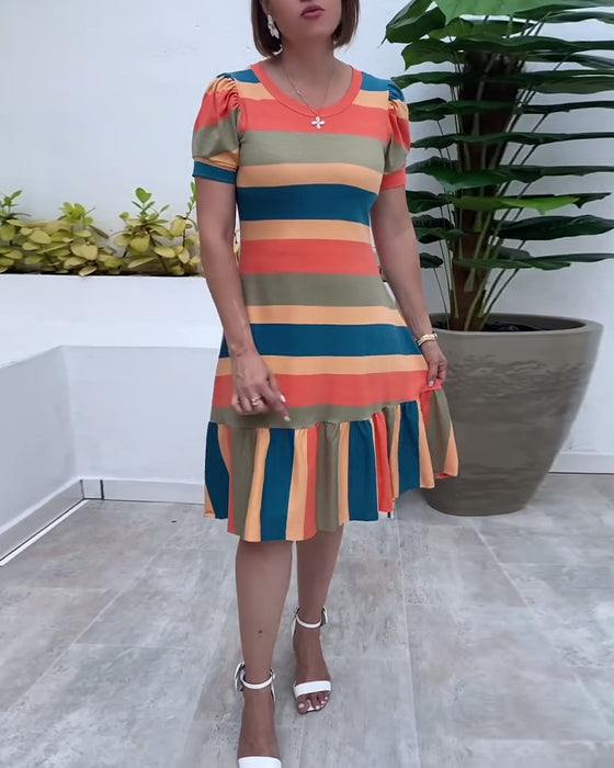 Klänning avslappnad kortärmad randig