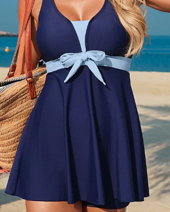 Tankini Färgblockering Rovaler Kjol