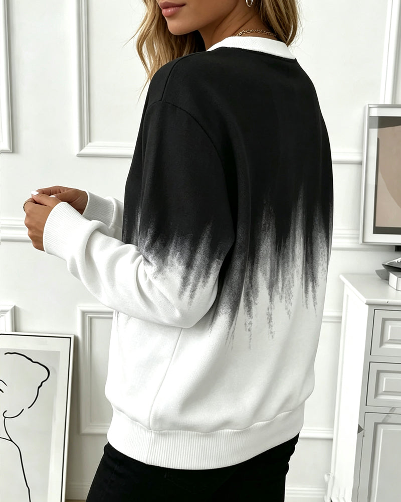 Sweatshirt Ledig Gradient Långärmad