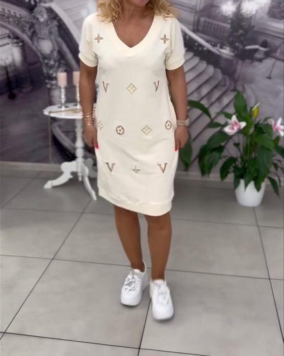 Klänning Mode V-Ringning Kortärmad