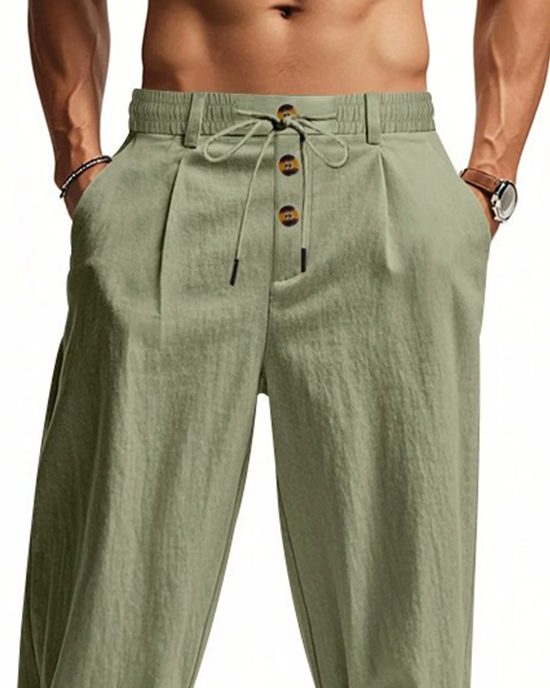 Byxor Casual Enfärgad Raka Ben