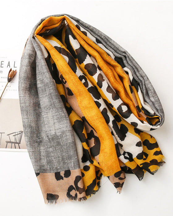Dam Halsduk Leopard Lapptäcke Print Fransar Schal