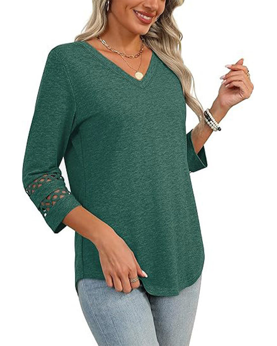 V-Hals T-Shirt Med Hålrig Krage Design