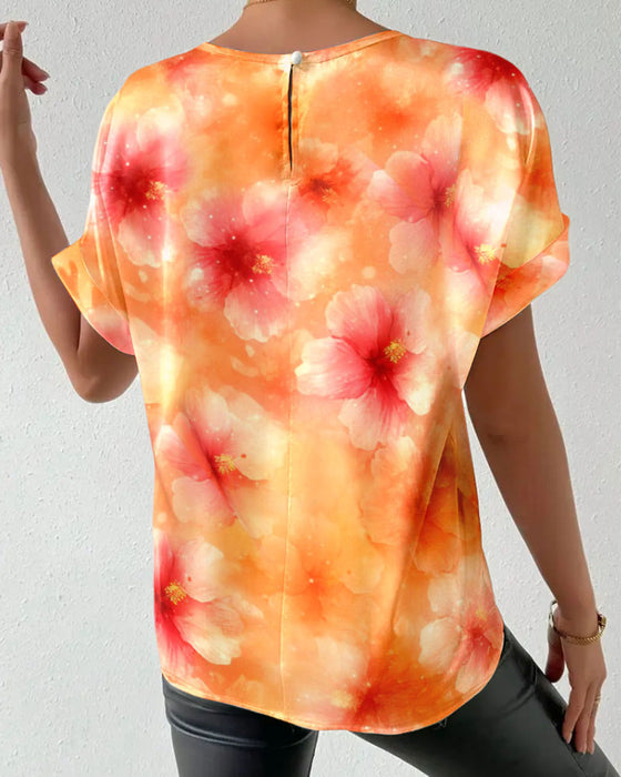 T-shirt Rundhalsad Tie-Dye Stor Blomma
