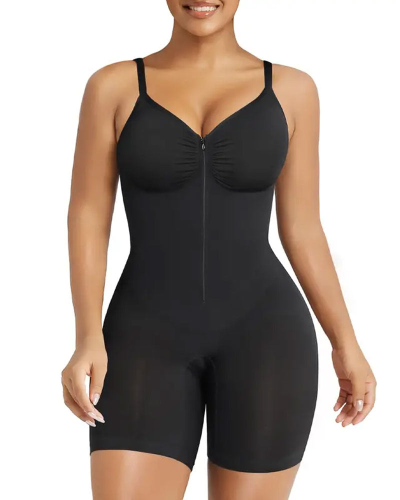 Shapewear för Kvinnor Magkontroll Bodysuit Dragkedja Komfort Ultra Stretchtyg