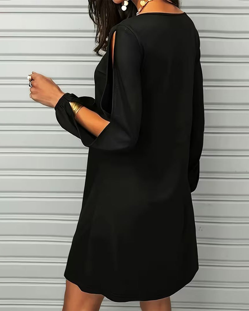 Klänning Avvikande Axel Mode Enfärgad