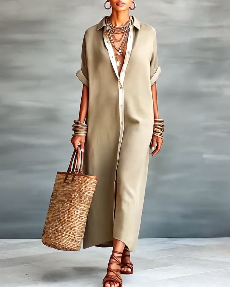 Skjortklänning Elegant Slagkrage Draperad