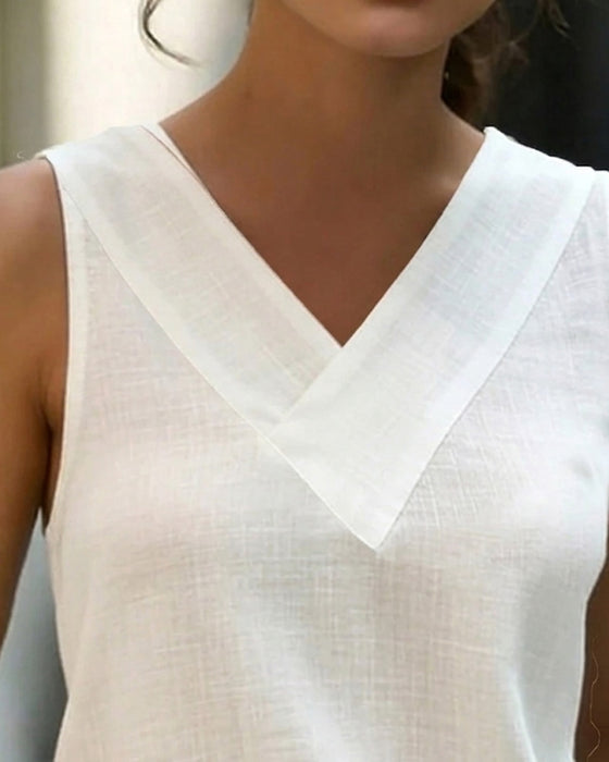Tank Top Ärmlös V-Hals Kors