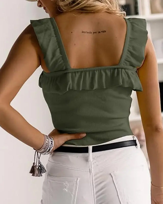 Cami Top Ruffle Kant Räfflad