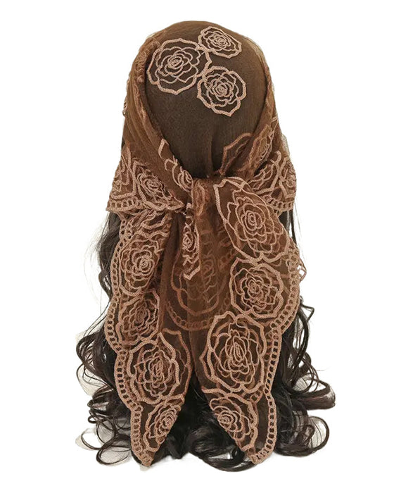 Blommig Nätmaskor Scallop Design Bandana
