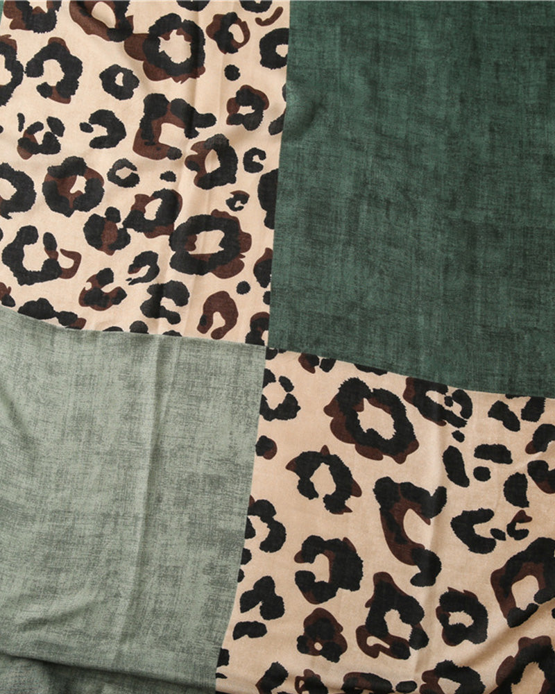 Dam Halsduk Leopard Lapptäcke Print Fransar Schal