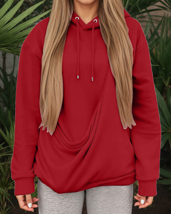 Hoodie Stor Ficka Enfärgad