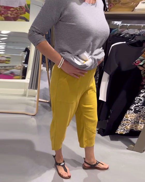 Byxor Avslappnade Avsmalnande Bomull Och Linne Korta