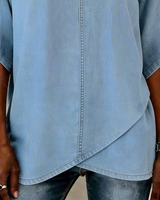 Topp V-Hals Avslappnad Denim