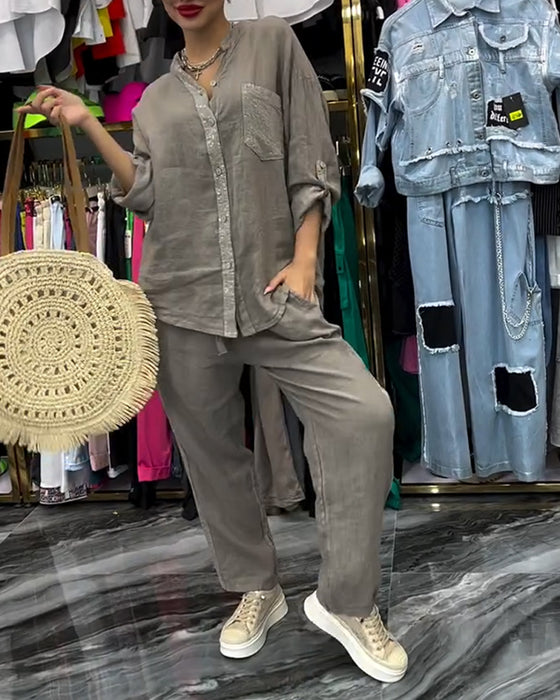 Kostym Ståkrage Ficka Avslappnad