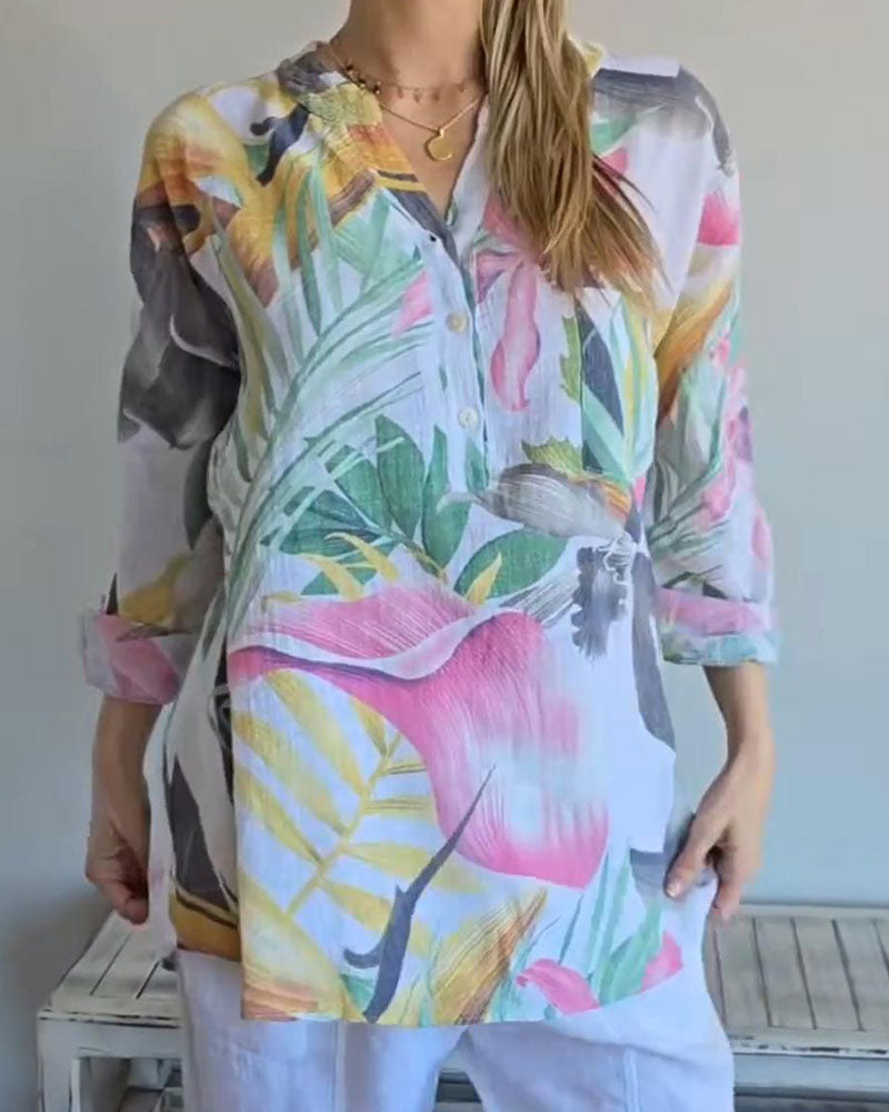 Blus Knappning V-hals