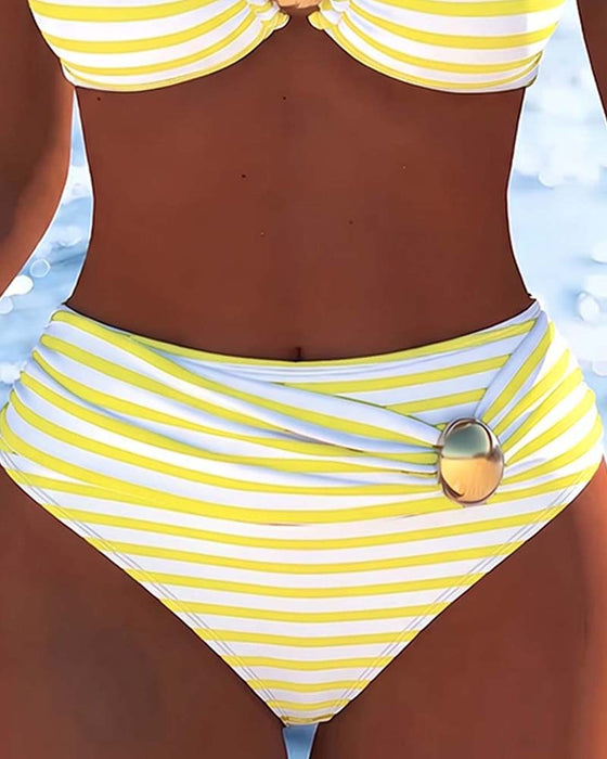 Bikini Spagettiband Randig Plastknapp