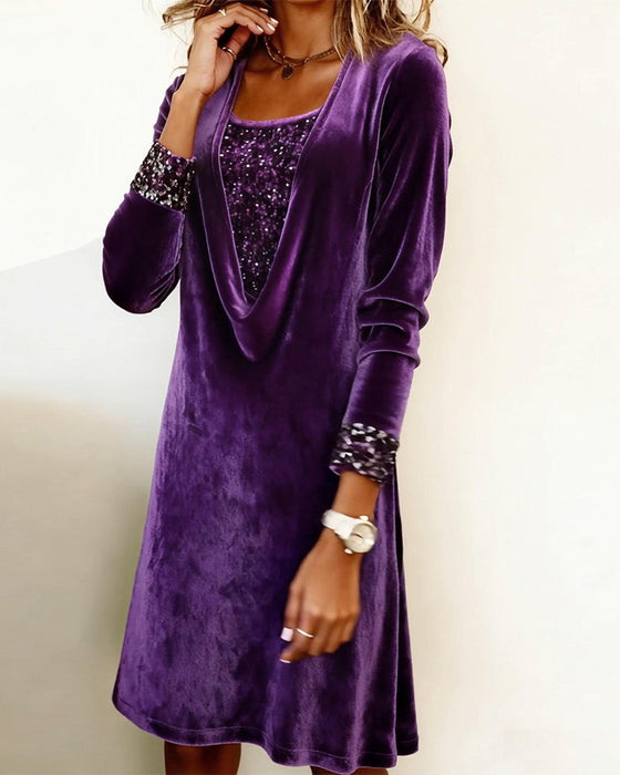 Klänning Elegant Paljett Lapptäcke