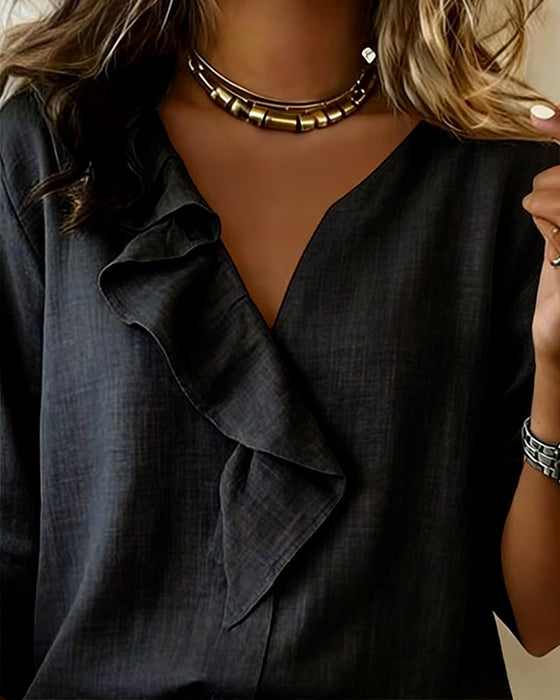 Blus Ryschad Enfärgad Långärmad